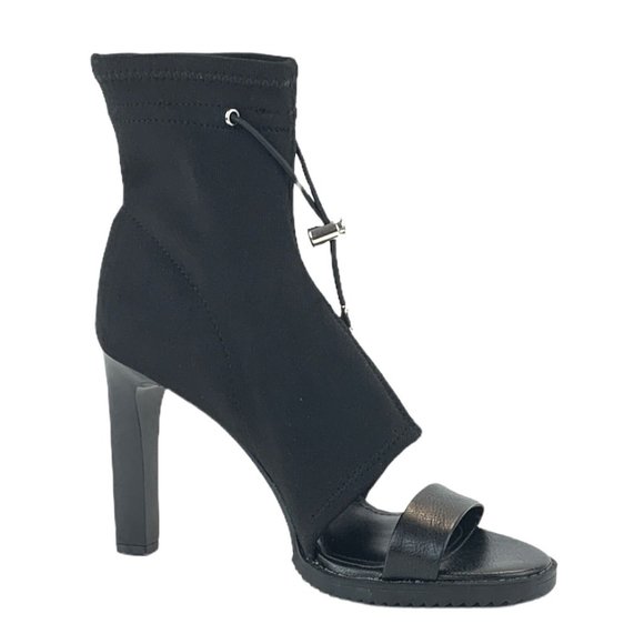 Dkny Shoes - DKNY Ankle Fashion Boots Heel Open Toe Black stretch Women's Booties